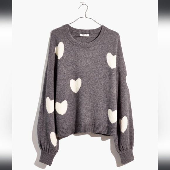 Madewell Heart Dot Balloon Sleeve Pullover Wool Blend Sweater XL - Picture 2 of 6
